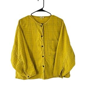 Toast UK Yellow Wide Plaid Button Down ~ Size M